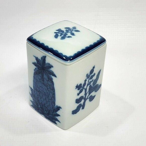 MOTTAHEDEH Charleston  Blue Pineapple 4.5" Cigarette Box & Lid Portugal - Picture 1 of 11